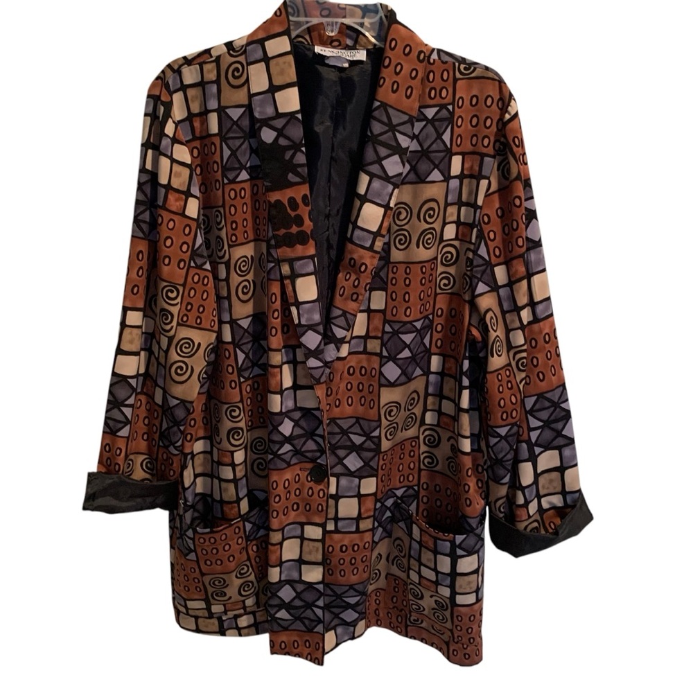 Vintage Brown Colored Multi Print Blazer Size Medium